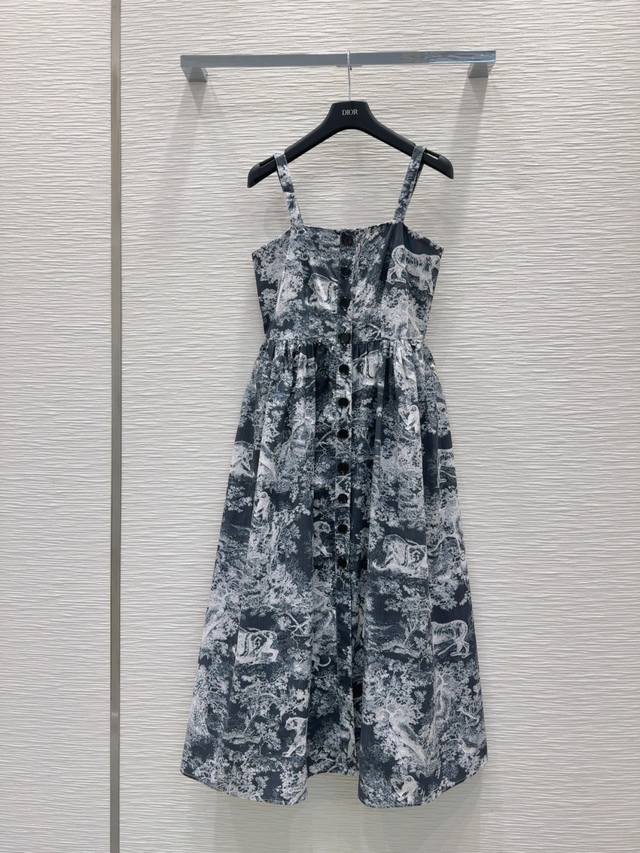 Christian Dio*2025Ss new suspender skirt with zoo Jouy prints, simple yet luxuri