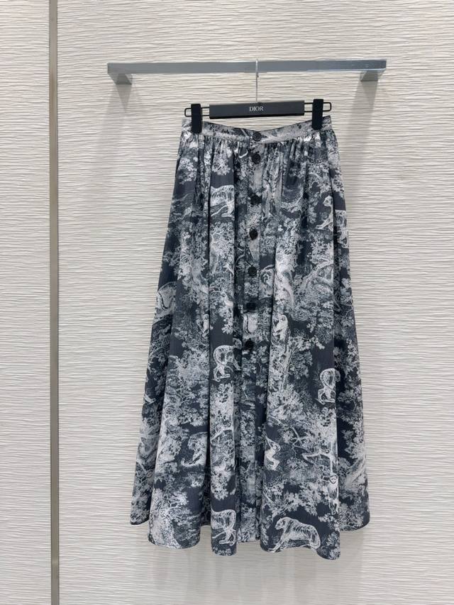 Christian Dio*2025Ss new half skirt with zoo Jouy print, simple and elegant, the