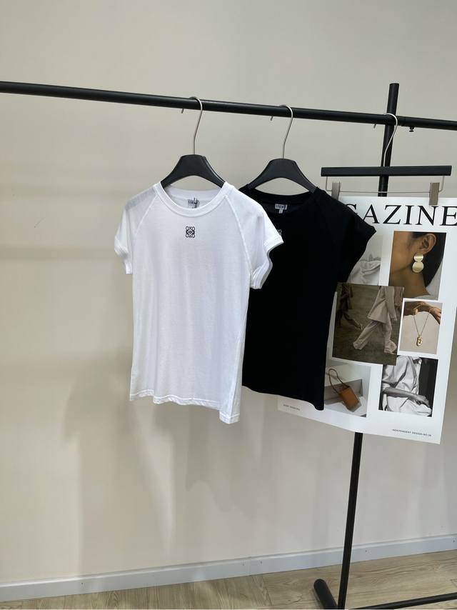 Loe black and white collar cable embroidery short-sleeved T ., fabric: cotton +