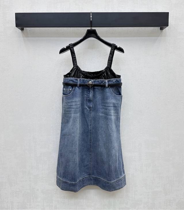 Prad*2025 New arrivals, patchwork denim vest dress, custom made, imported twill