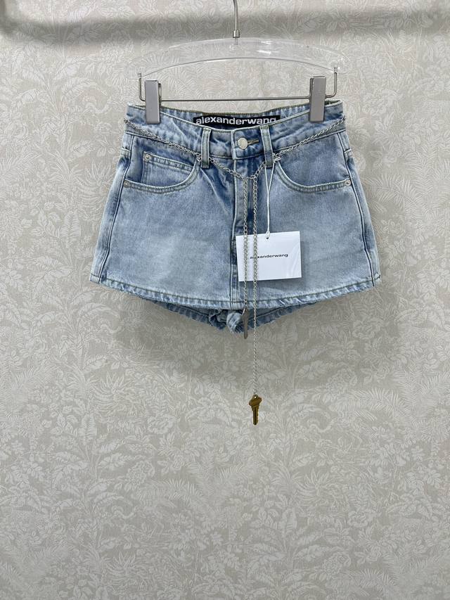 Alexand*R Wang 25 new denim waist chain shorts skirt custom waist chain decorati