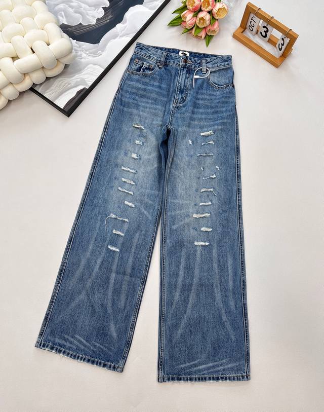 Dior new style strongly recommends D's early autumn washed hole cotton straight