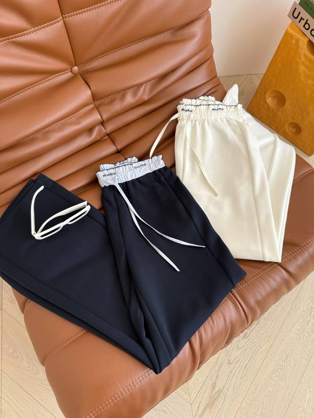 Casual wear trousers 25Ss Letter Logo embroidered lace elastic waist trousers ar