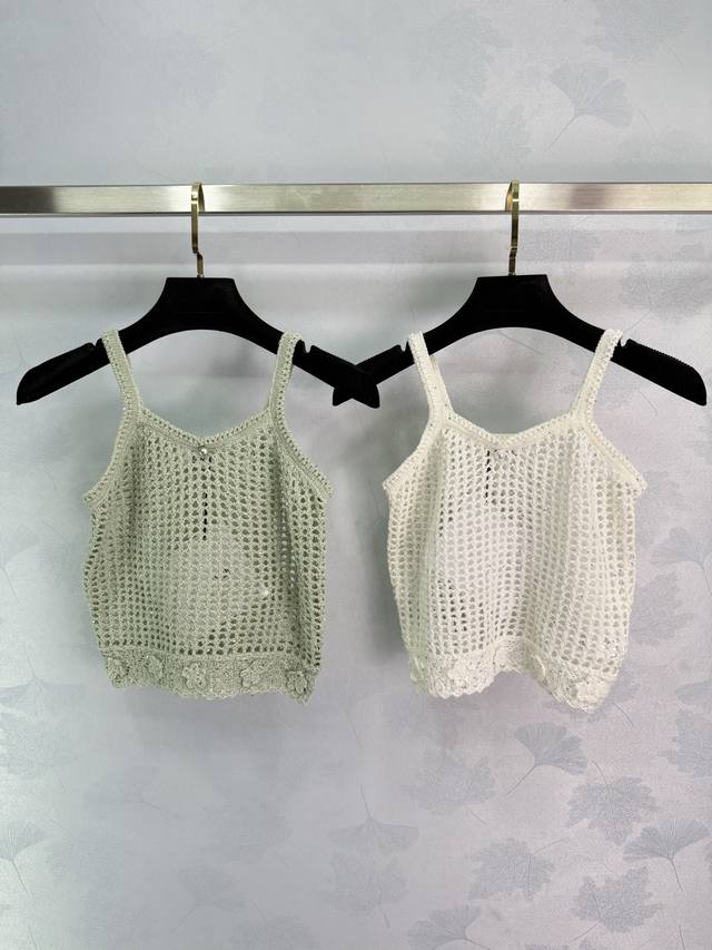 Ce*25 New hollow knitted vest with exquisite crochet craftsmanship, decorated wi