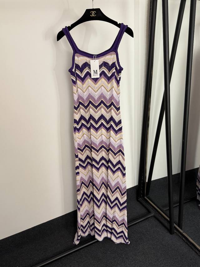 Style No. 20254163 Missoni new wave pattern hollow knitted suspender dress long