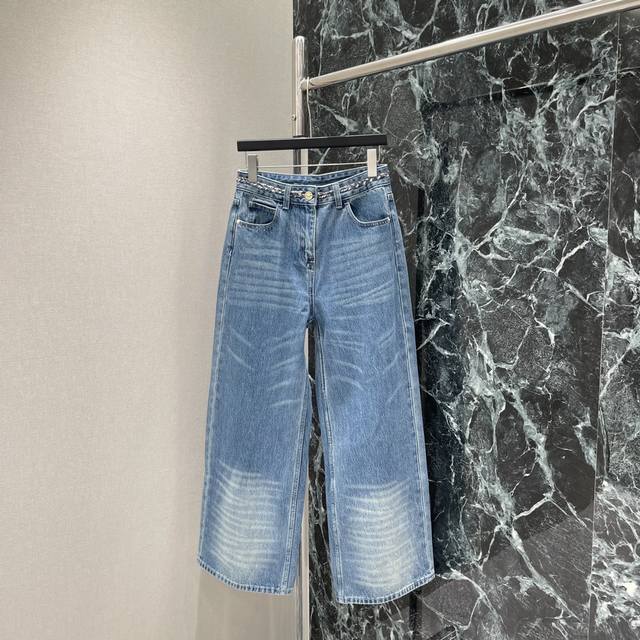 Chanel 25 Early Autumn new denim cropped trousers Multiple enzyme washing proce