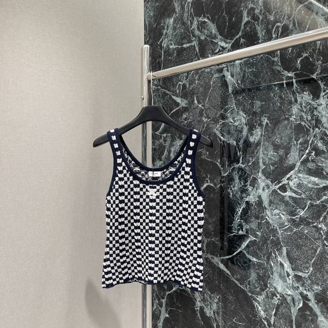 Ce 25 New knitted vest for early autumn Black and white mosaic checkered pattern