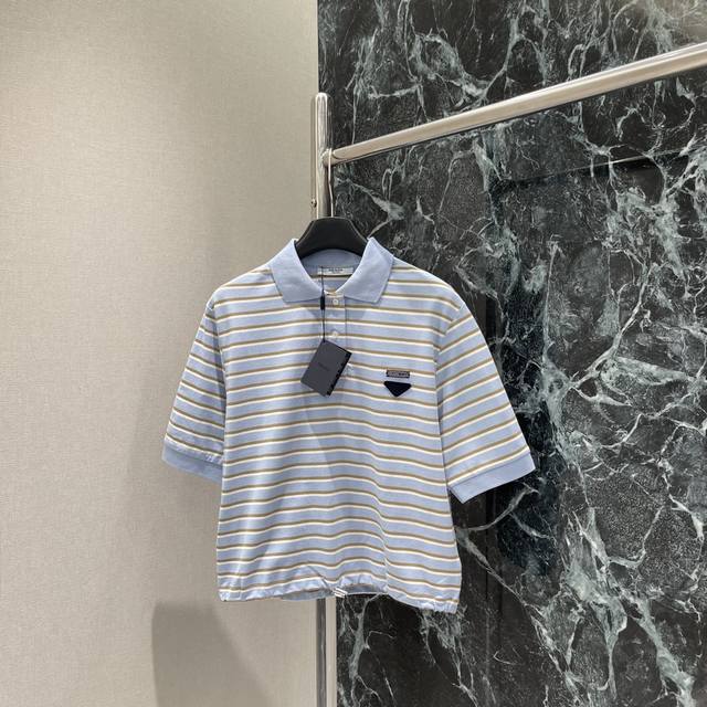 25 Early autumn new striped short-sleeved round neck T-shirt with inverted trian