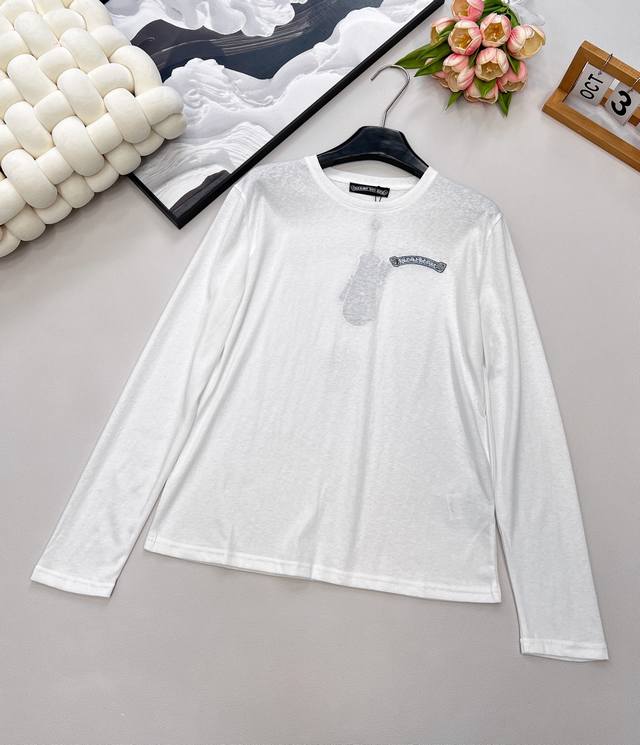 Chrome Hearts new letter embroidered patch sunscreen base shirt, classic pure wh