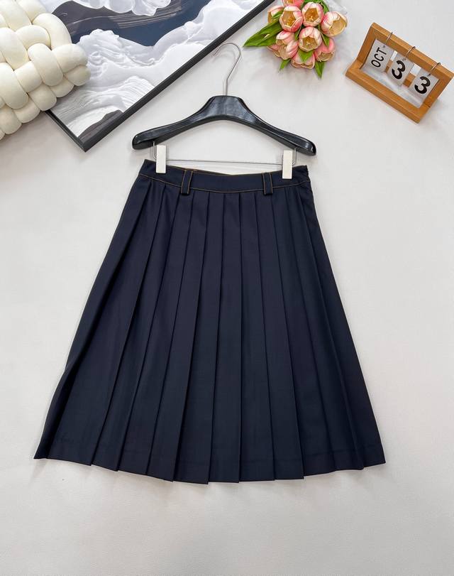 Miumiu new high waist mid-length pleated skirt, custom Yb imported 100% imitatio