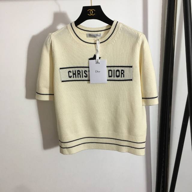 Style No. 4265 Dio* new star letter jacquard wool blend short-sleeved sweater,