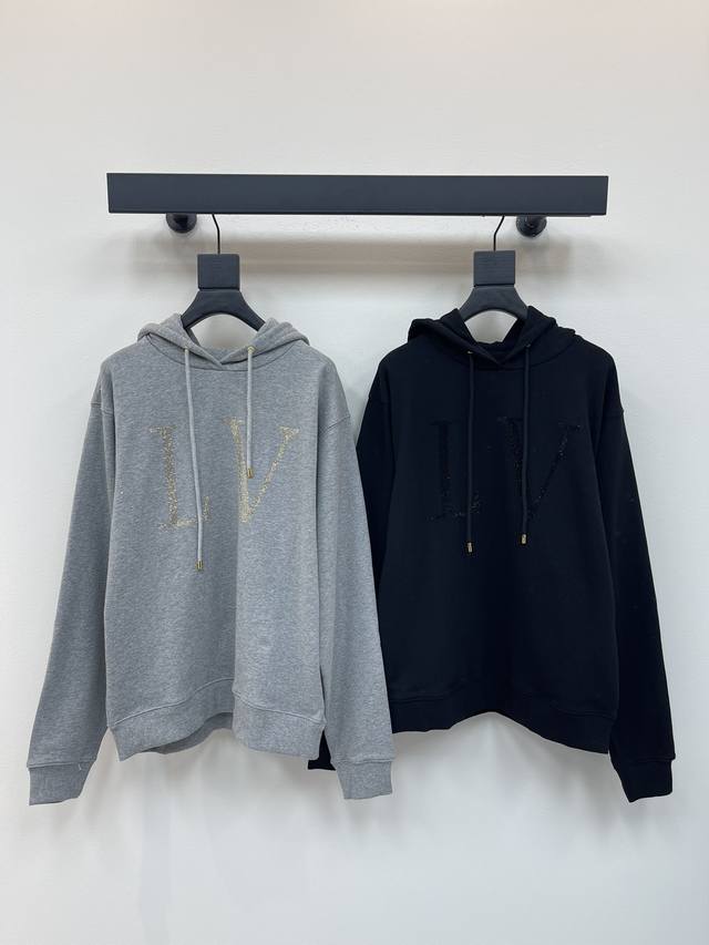 Louis Vuitto*25 Early Autumn new style hot diamond logo hooded sweatshirt. The h