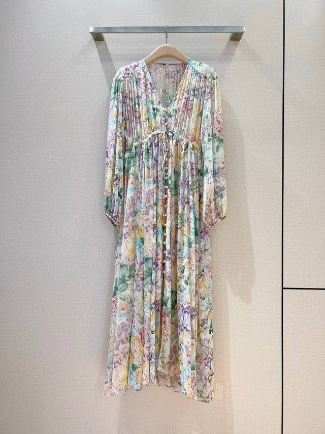 Zimmerman*N New product~ Mid-length sleeve long dress, peach pink floral pattern