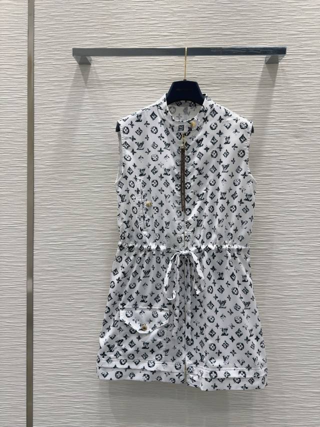 Louis Vuitt*On 2025Ss new vest dress Monograw penetration printing high-end atmo