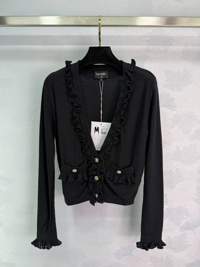 Chane*Ruffled cardigan 2025 Handicraft series Temperament V-neck collar Exquisit