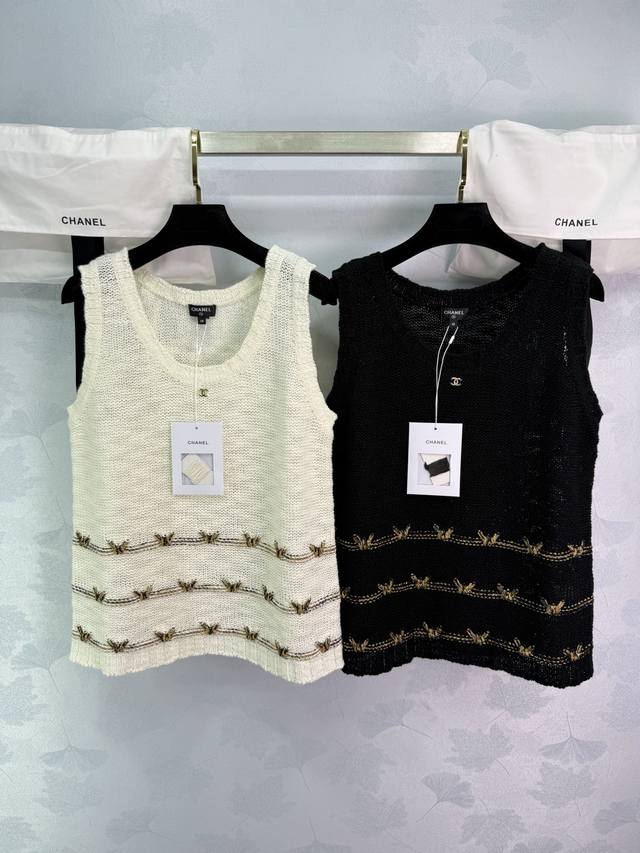 Chane*Golden sequin vest 2025 Handicraft series all-match U-neckline Golden sequ