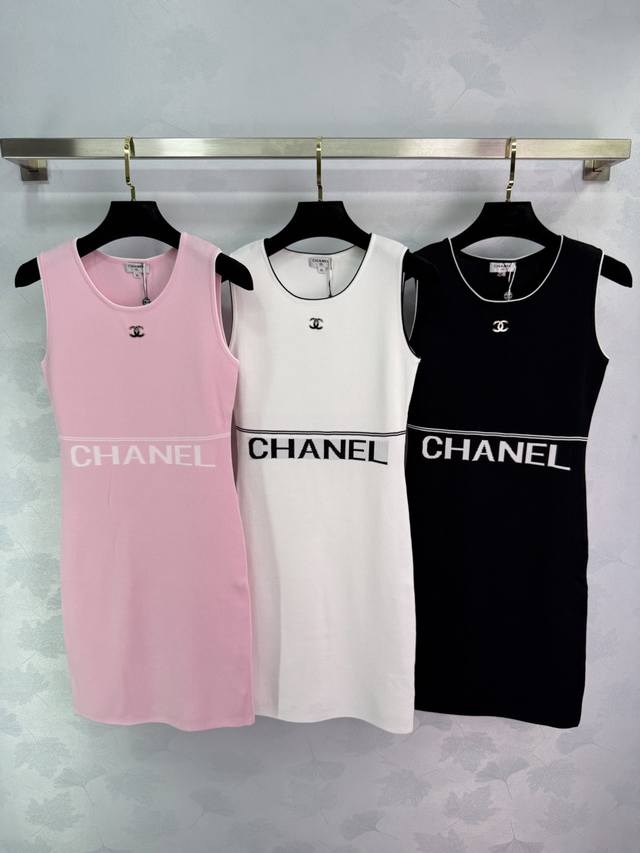 Chanel*25 Summer new series knitted vest dress with letter logo jacquard craftsm