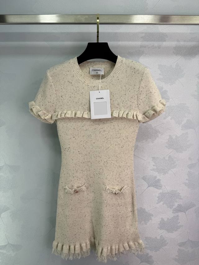 Chane* 2025 Early Fall Newest Collection! Short-sleeved knitted dress with ruffl