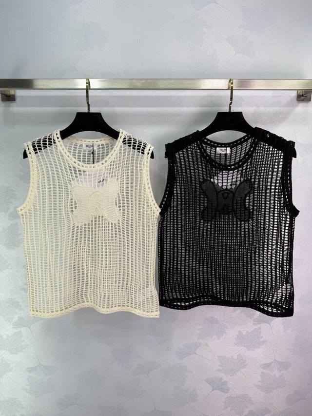 Ce*2025 Spring and Summer new vest with bow-knot hollow design and beautiful bac