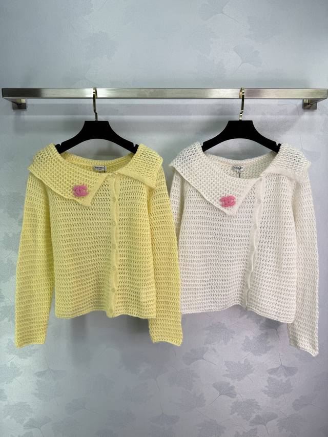 Chanel*2025 Early Autumn new knitted long-sleeved cardigan with exquisite hollow