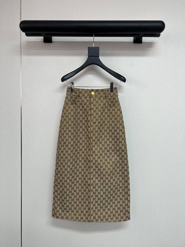 High quality Guuci2025 early autumn new classic old flower jacquard skirt back