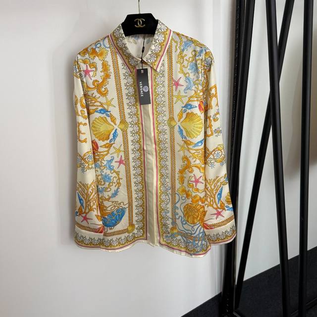 Style No. 20254131 Versac* new retro pattern seafood print long-sleeved shirt,