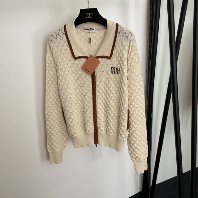 Style No. 20254126 Miumi* new logo embroidered letters diamond lattice hollow l