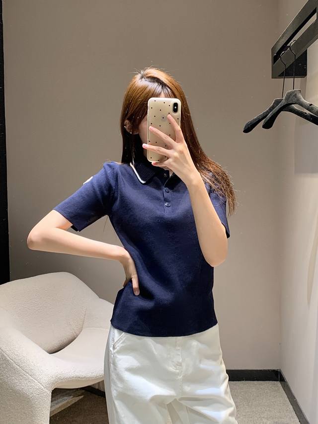 Moncl* 25Fw Early Autumn New Lapel Knitted Polo Short Sleeve Top | Exclusive Yb