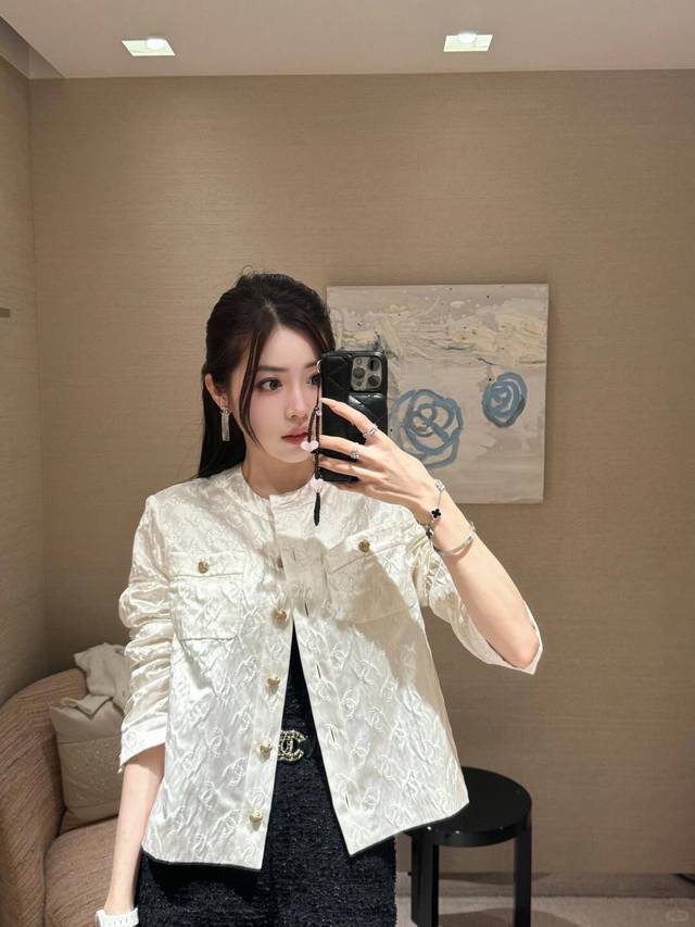 Chane* 25A New Coco Girl White Moonlight Round Neck Jacket from High-end Handicr