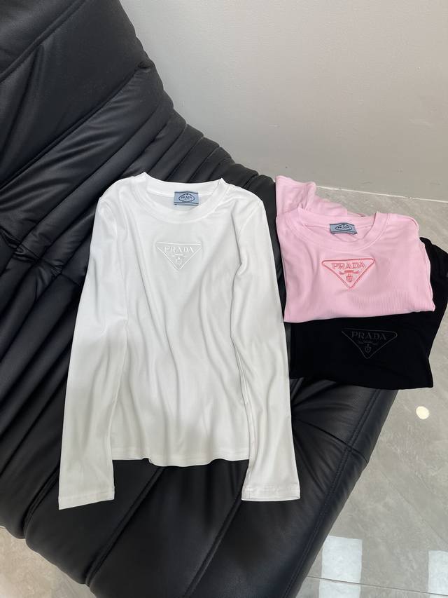 Prad*25 New autumn and winter style heavy embroidered triangle letters high elas