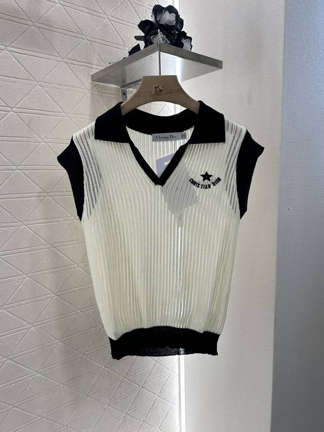 Dio*2025 New arrivals Lapel knitted contrast short sleeves Customized Yb silk an