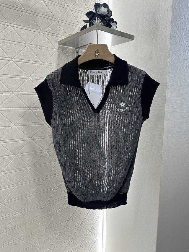 Dio*2025 New arrivals Lapel knitted contrasting short sleeves Customized Yb silk