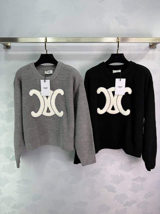Celine2025 new logo logo all-match Arc de Triomphe pullover sweater custom Yb wo
