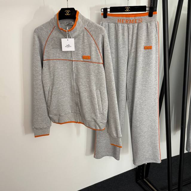 Style No. 20254096 Herme* new sports suit, Logo leather label decorated stand c