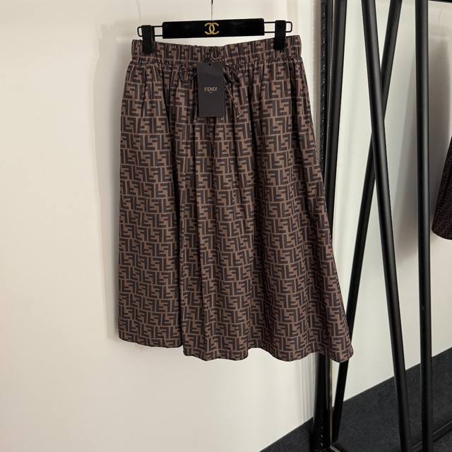 Style No. 20254103 Fend* new style old flower F letter print elastic waist skir