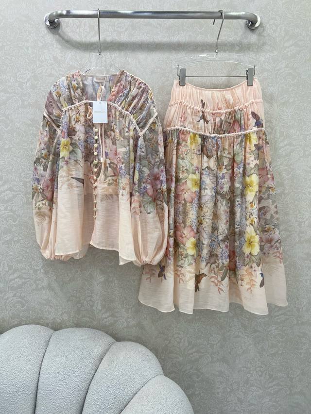 Zimmerman*Zimmerman 25 new suit Pleated drawstring single-breasted loose top + p