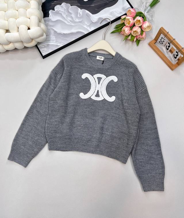 Celine2025 new logo logo all-match Arc de Triomphe pullover sweater Customized Y
