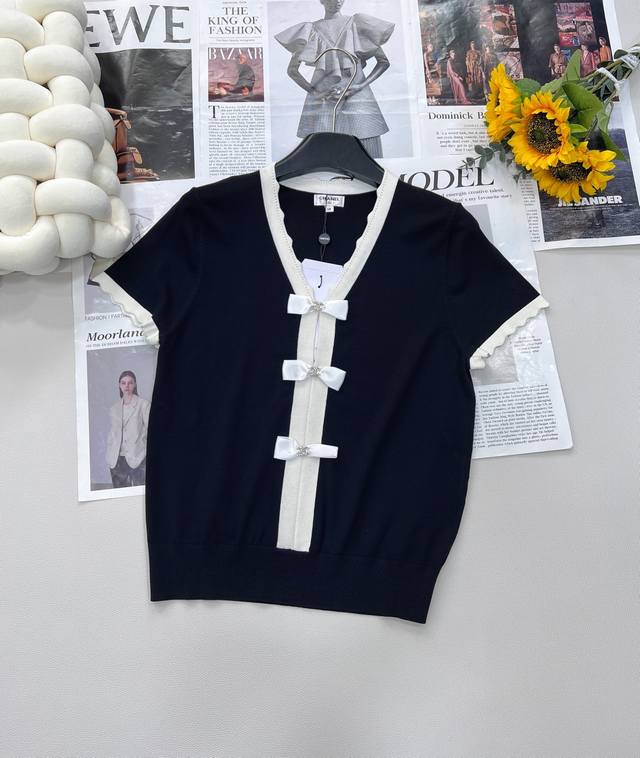 Chanel's new Chanel-style bow-knitted short-sleeves, weld elegance on the body W