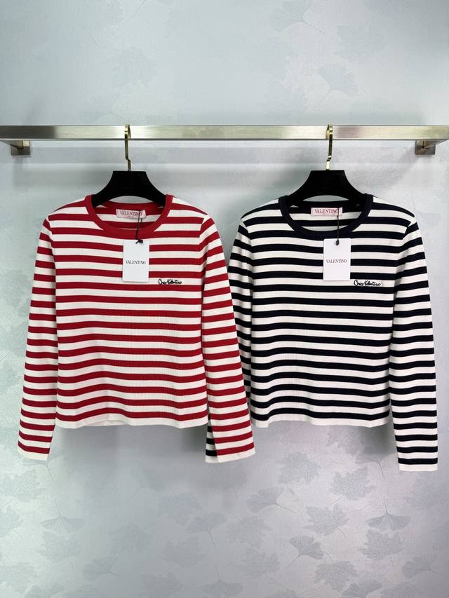 Valentin*2025 Early Autumn latest series! Striped round neck knitted long-sleeve