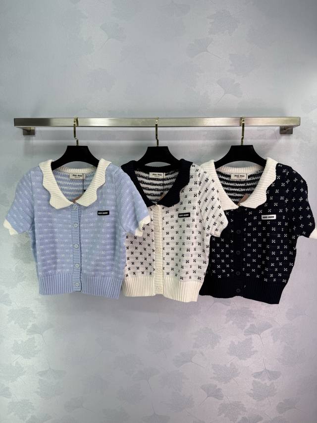 Miumiu*2025 Spring and Summer new style doll collar knitted cardigan with small