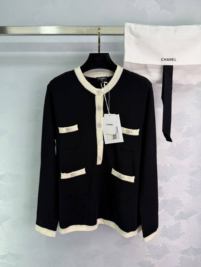 Chane* 2025 Early Autumn new contrast color round neck knitted long sleeve sweat