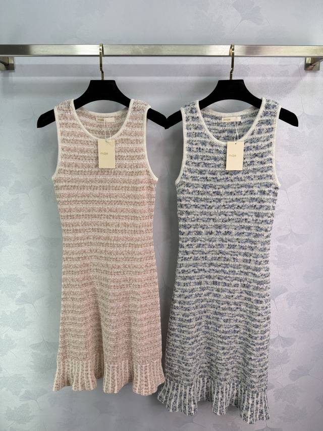 Maje*2025 Spring and Summer new knitted dress with round neck and sleeveless ves
