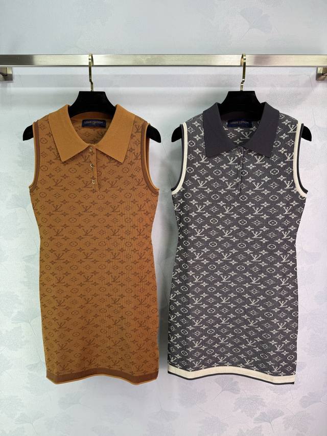 Louis Vui*Ton 2025 Spring and Summer latest series! Jacquard knitted vest dress