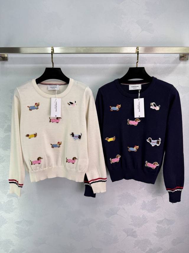 Tb*2025 Early Autumn New Puppy Embroidery Knitted Long Sleeves Super Cute Cartoo