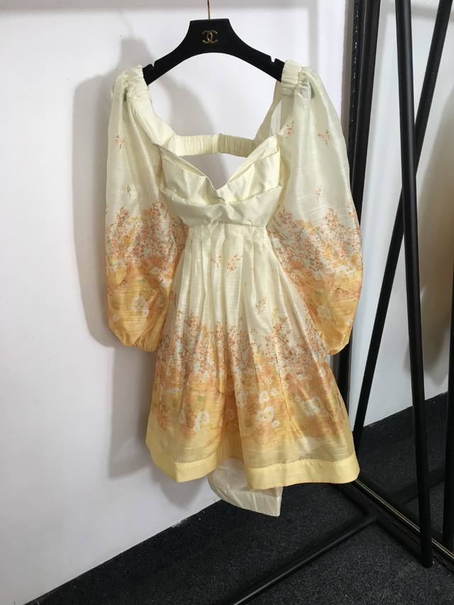 Style No. 2264 Zimmermann new temperament flower print lantern sleeve backless