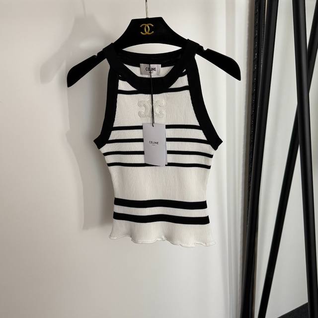 Style No. 20254081 Celin* new chest logo embroidery color matching stripes slim