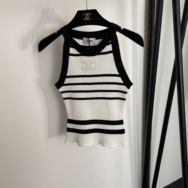 Style No. 20254081 Celin* new chest logo embroidery color matching stripes slim