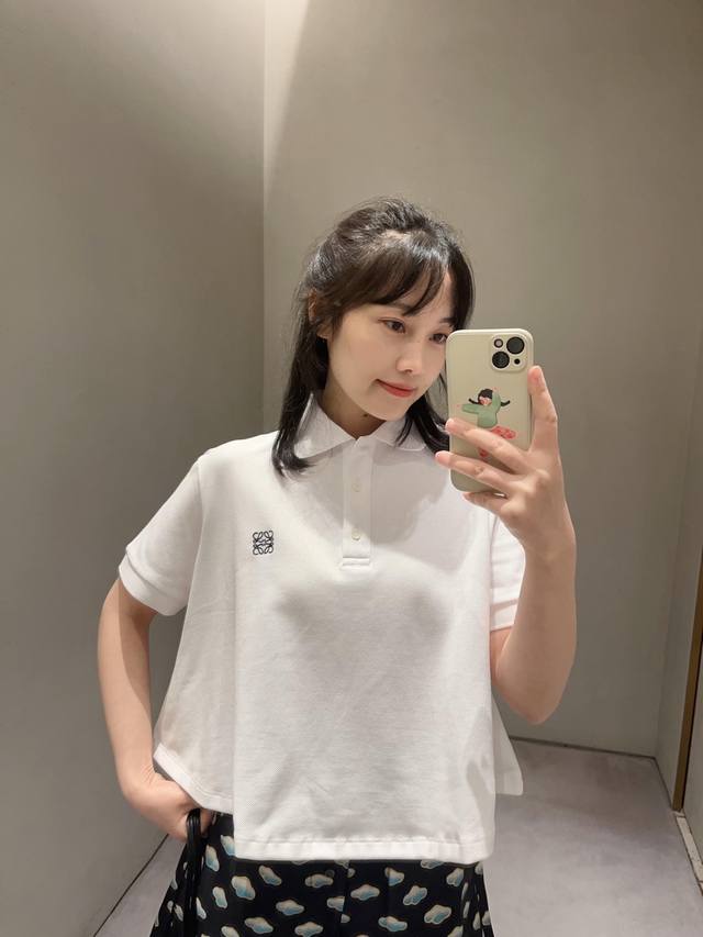 Loew* 25Ss Spring and Summer new classic letter logo embroidered Polo shirt | Ex