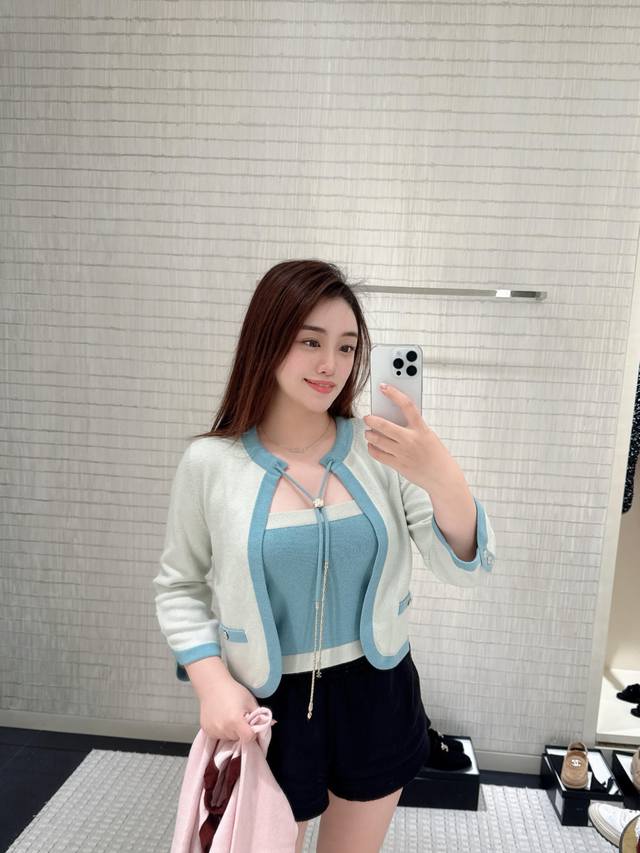 Chane* 25A Handicraft Workshop series new contrast color binding lace-up knitted