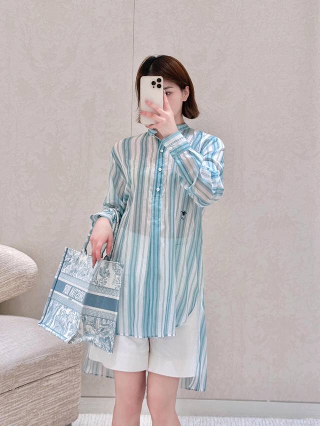 Dio*25 Spring and Summer Vacation New Striped Print Shirt | Exclusive High Editi